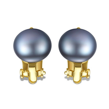 Half-Round Natural Pearl 925 Silver Stud Earrings