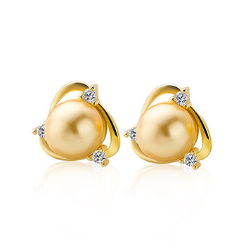 Shell Pearl Yellow Gold/White 925 Sterling Silver Stud Earrings