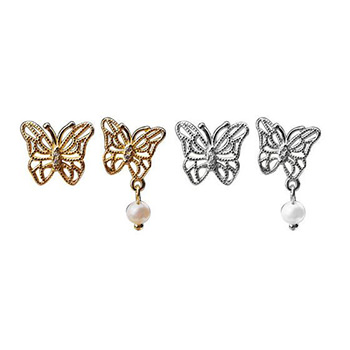 Hollow Butterfly Shell Pearl 925 Sterling Silver Stud Earrings