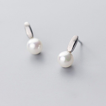 Office Mini Shell Pearl 925 Sterling Silver Studs Earrings