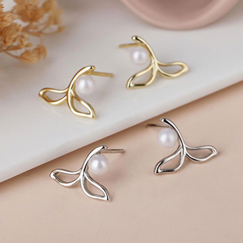 Classic Shell Pearl Saplings Tree 925 Sterling Silver Stud Earrings