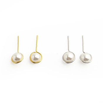 Round Shell Pearl 925 Sterling Silver Stud Earrings