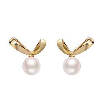 Casual Bow-knot Shell Pearls 999 Sterling Silver Stud Earrings