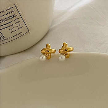 Party Cross Shell Pearls 925 Sterling Silver Stud Earrings