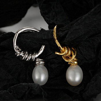 Oval Natural Pearls 925 Sterling Silver Twisted Non-Pierced Earring(Single)