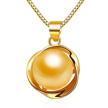 Golden/White Shell Pearl 925 Sterling Silver Twisted Necklace