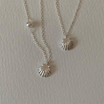 Holiday Sea Shell Round Pearls925 Sterling Silver Necklace