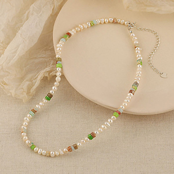 Elegant Pearls Colorful Stone Bead Caps 925 Sterling Silver Necklace