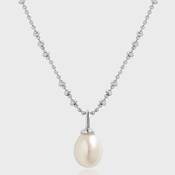 Women Waterdrop Natural Pearl 925 Sterling Silver Necklace