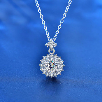 Holiday Moissanite CZ Sunshines 925 Sterling Silver Necklace