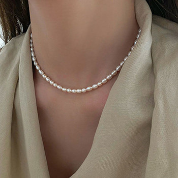 Women Elegant Natural Pearls 925 Sterling Silver Fashion Necklace