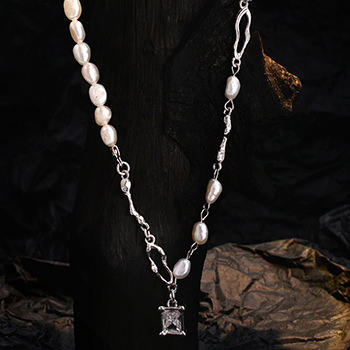 Party Baroque Natural Pearls Montage 925 Sterling Silver Necklace