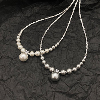 Anniversary Round Created Pearls Women CZ 925 Sterling Silver Necklace