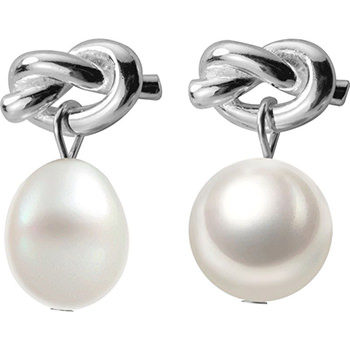 Heart Knot Shell Pearl 925 Sterling Silver Dangling Earrings