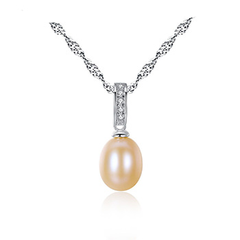 Waterdrop Natural Pearl Cubic Zirconia 925 Silver Twisted Hollow Necklace