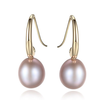 Oval Natural Pearl 925 Silver Dangling Earrings