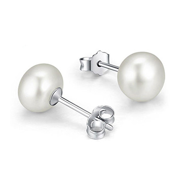 Small Freshwater Cultured Natural Pearl 925 Sliver Stud Earrings