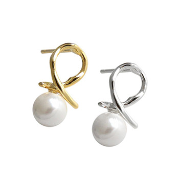 Simple Knot Shell Pearl 925 Sterling Studs Earrings