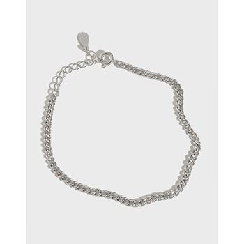 Men Hollow Curb Chain 925 Sterling Silver Bracelet