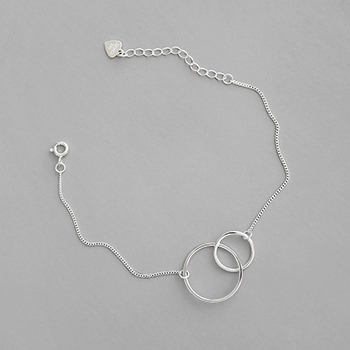 Simple Mother Child Loops 925 Sterling Silver Bracelet