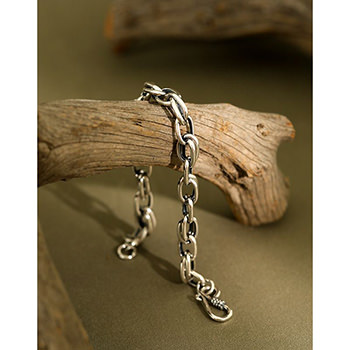 Vintage Hollow Chain Men 925 Sterling Silver Bracelet