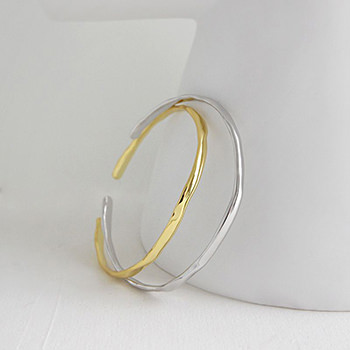 Simple Irregular Wave  925 Sterling Silver Open Bangle