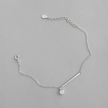 Simple Geometry Stick CZ 925 Sterling Silver Bracelet