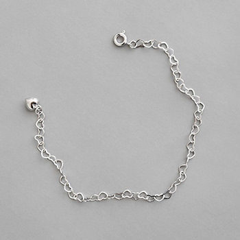 Girl Hollow Heart To Heart 925 Sterling Silver Bracelet