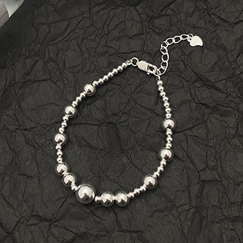 Office Lrage Small Beads Ball 925 Sterling Silver Bracelet