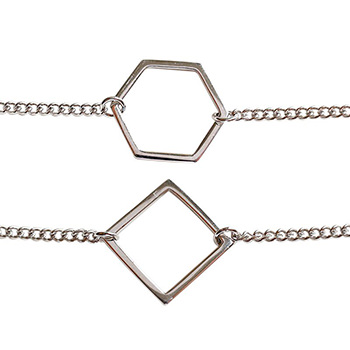 Hollow Geometric Shape Solid 925 Sterling Silver Adjustable Bracelet