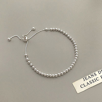 Casual Simple Adjustable Beads 925 Sterling Silver Bracelet