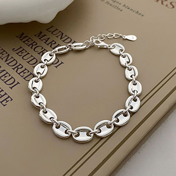 Fashion Pig Nose Cute Flat Marina 925 Sterling Silver Bracelet