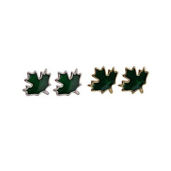 Casual Green Maple Leaves 925 Sterling Silver Stud Earrings