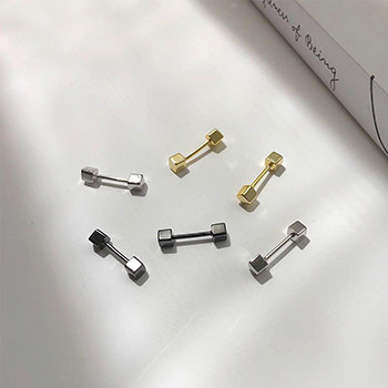 Fashion Cube Screw 925 Sterling Silver Stud Earrings