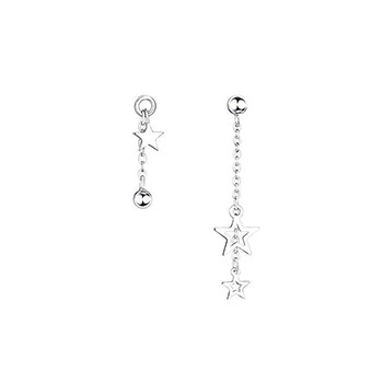 Asymmetrical Tassel Star S925 Sterling Silver Dangle Earrings