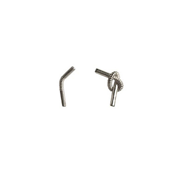 Asymmetric Knotted Individual Line 925 Sterling Silver Stud Earrings