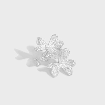 Gift Lucky Clover Flower Silver Non-Pierced Earring (Single)