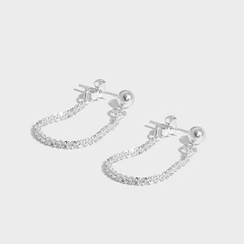 Party Babysbreath Chain 925 Sterling Silver Hoop Earrings