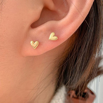 Cute Mini Heart 925 Sterling Silver Stud Earrings