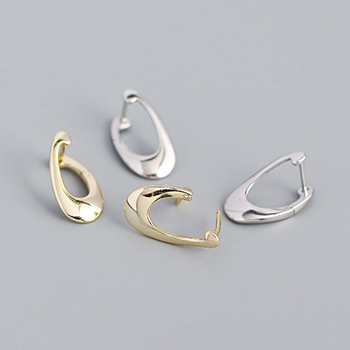 Irregular Hollow Geometry 925 Sterling Silver Hoop Earrings