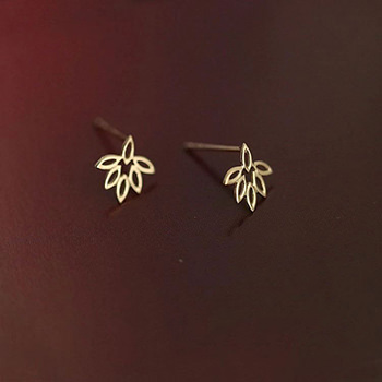 Simple Hollow Leaves 925 Sterling Silver Stud Earrings