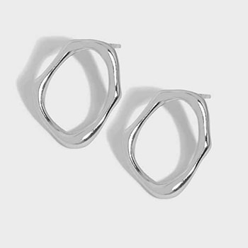 Elegant Hollow Irregular Circle 925 Sterling Silver Stud Earrings