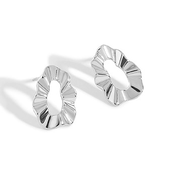 Hollow Round Wave Paper 925 Sterling Silver Stud Earrings