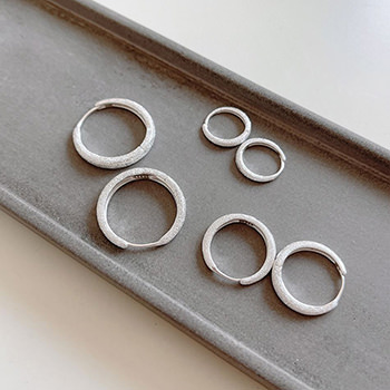 Simple Frosting No Plating 925 Sterling Silver Hoop Earrings