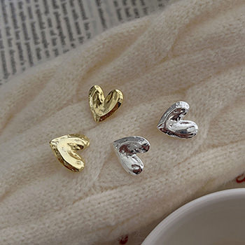 Irregular Heart 925 Sterling Silver Stud Earrings