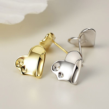 Fashion Irregular Heart 925 Sterling Silver Stud Earrings