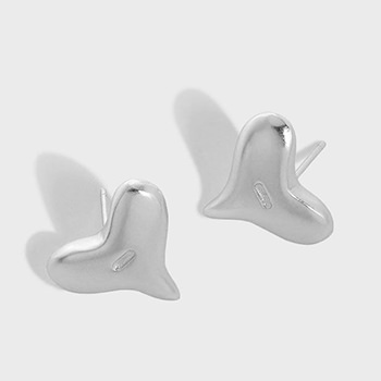 Geometry Irregular Big Heart 925 Sterling Silver Stud Earrings