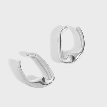 Geometry Irregular Hollow Twisted Circle 925 Sterling Silver Hoop Earrings