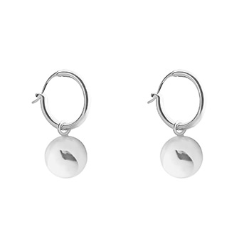 Cute Round Beads Ball 925 Sterling Silver Hoop Earrings