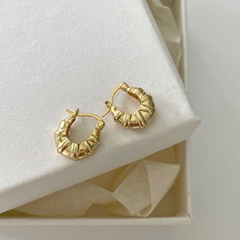 Cute Irregular Croissant Bread 925 Sterling Silver Hoop Earrings